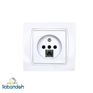 پریز تلفن دوکاره BEKER  مدل بکر سفید با قاب سفید